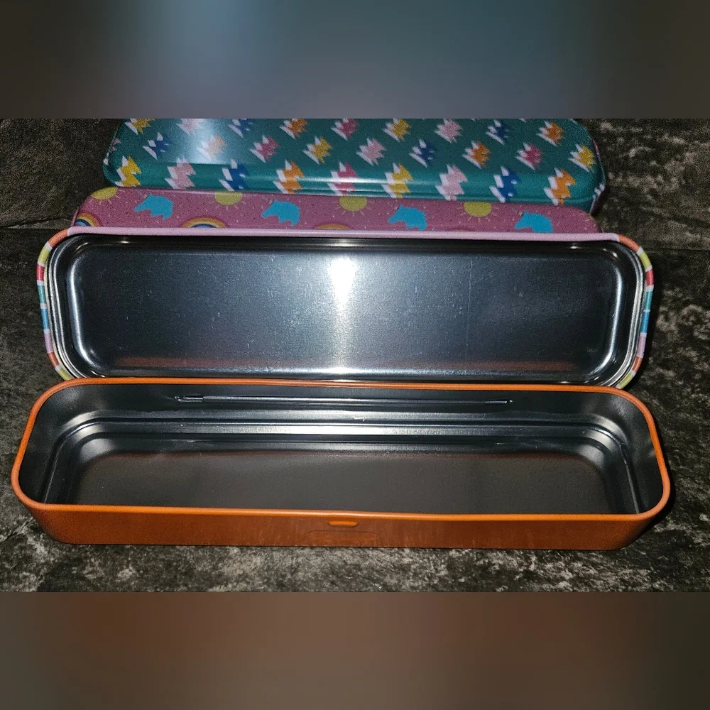 Colorful Patterned Tin Pencil Cases - Set of 5 BNIB